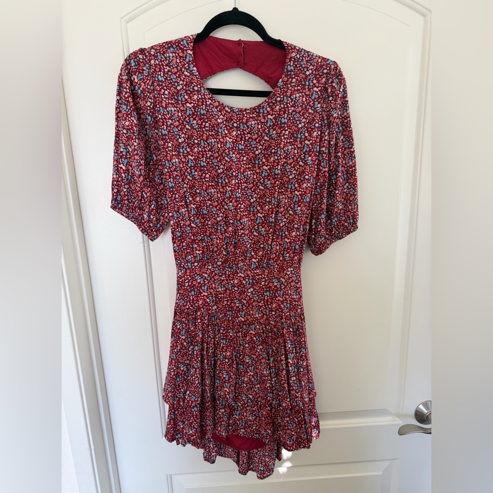 Chic Red Floral Midi Dress